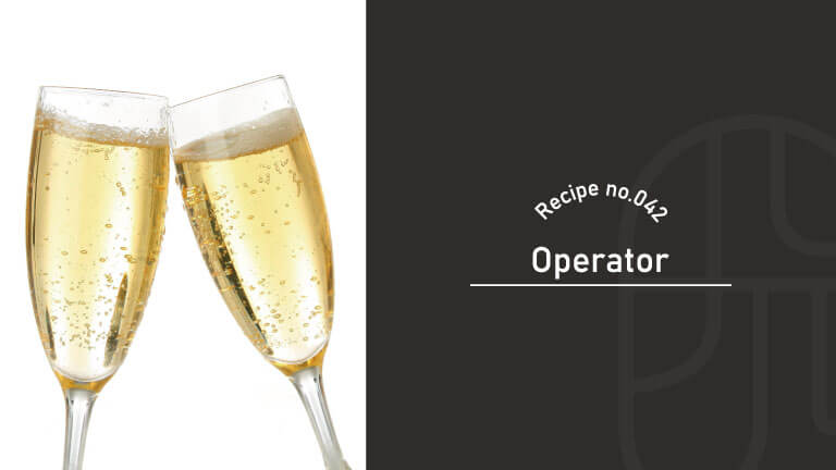 Two champagne flutes filled with a sparkling gold Operator cocktail, clinking together against a white background