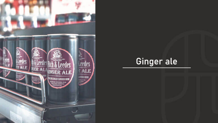 Rows of Fitch & Leedes Ginger Ale cans lined up on a store shelf with the title “Ginger ale”